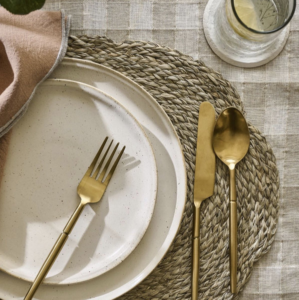 French White Speckle Dinner Plate