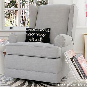 PB Kids Wingback Swivel Glider & Recliner, Linen Blend (A), Gray