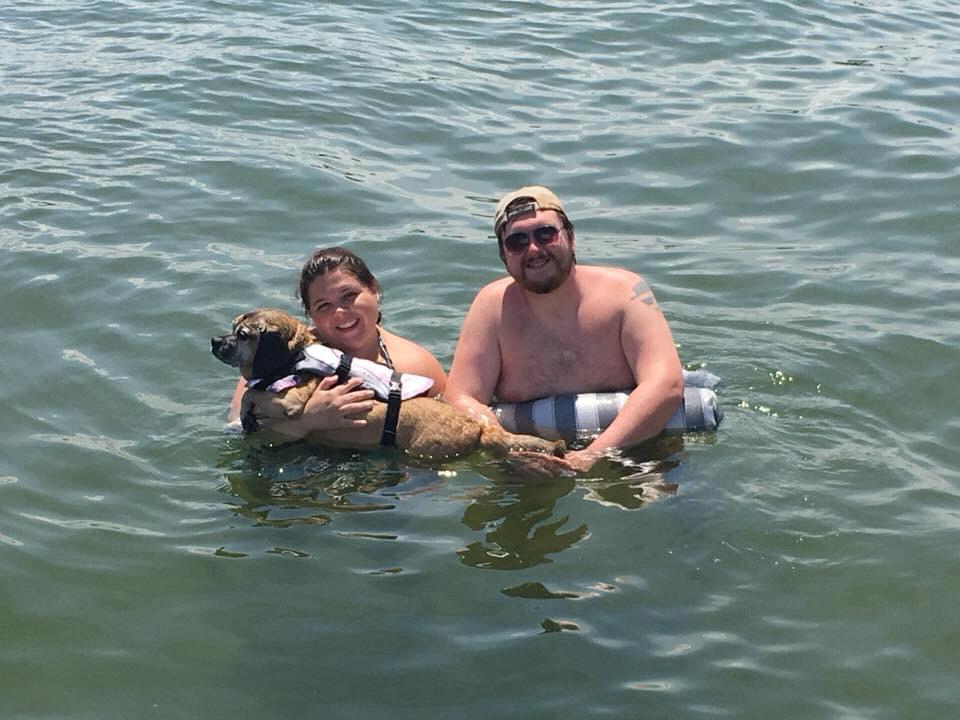 Swim time with our baby boy