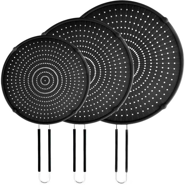 PLACHIDAY Splatter Screen for Frying Pan,Silicone Grease Splatter Guard, Heat-Resistant Splatter Guards for Cooking,Dishwasher Safe (9.8", 11.4", 13")