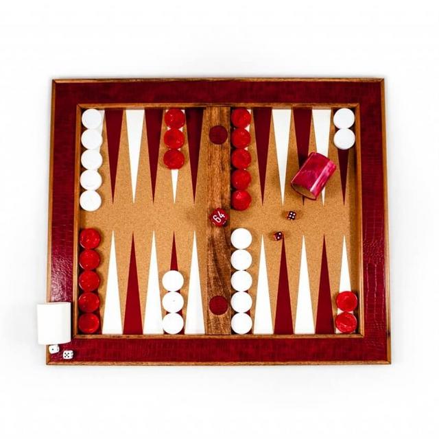 Red Queen Moc Croc Champion Tabletop Backgammon