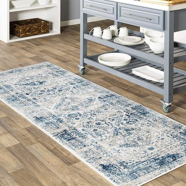 Artistic Weavers Desta Blue/White Area Rug, 2'7" x 7'3"