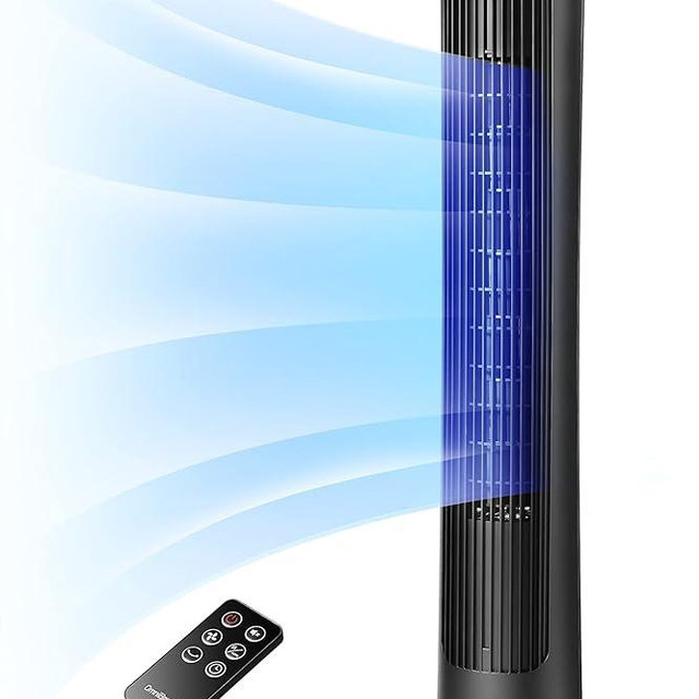 OmniBreeze Digital Electric Tower Fan, with Remote Control, LED Display, Standing Bladeless Floor Fans Cooling and Quite Indoor Living Room Bedroom use (36 Inch)…