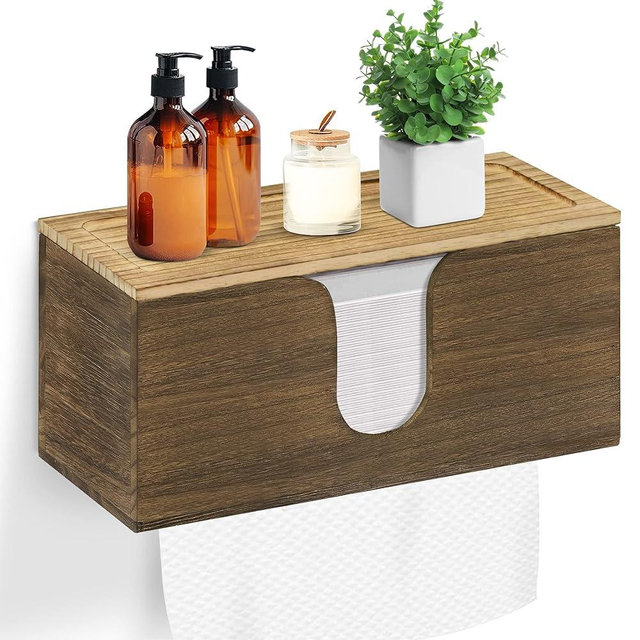 Solid Wood Paper Towel Dispenser Wall Mounted, Folded Paper Towel Holder with Lid, Commercial C-Fold, Z-Fold, Trifold Hand Paper Towel Holder Dispenser for Bathroom Kitchen Office