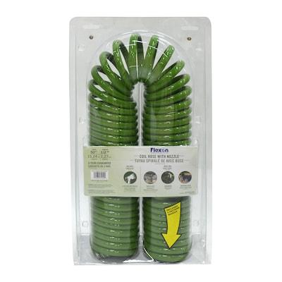 FLEXON  Flexon 1/2 x 50ft Lightweight Coil Garden Hose with 5 Pattern Spray Nozzle