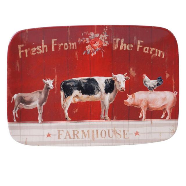 14" x 10" Earthenware Farmhouse Serving Platter Red - Certified International