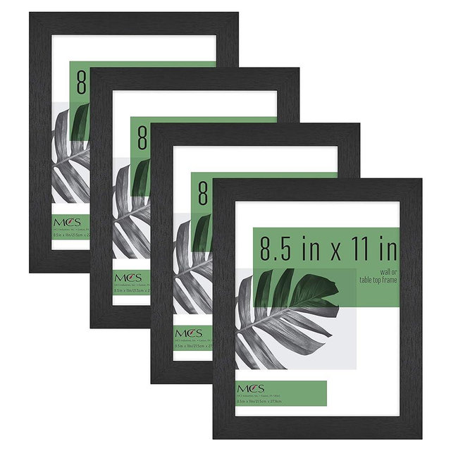 MCS Studio Document Frame Set, Gallery Wall Frames Fit 8.5 x 11 Diplomas, Documents & Certificates, Black Woodgrain, 4-Pack