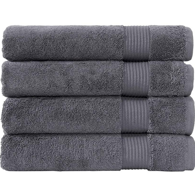 Classic Turkish Towels Premium Luxury Hotel and Spa Bath Hand and Washcloth Linen Sets Made with 100% Turkish Cotton (Grey, Bath Towels - 4 Piece Set)