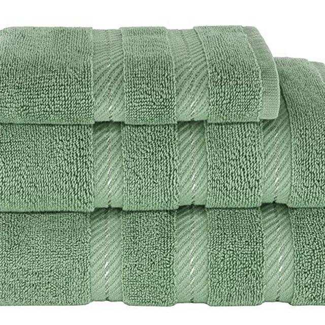 American Soft Linen 3 Piece, Turkish Cotton Premium & Luxury Towels Bathroom Sets, 1 Bath Towel 27x54 inch, 1 Hand Towel 16x28 inch & 1 Washcloth 13x13 inch Sage Green