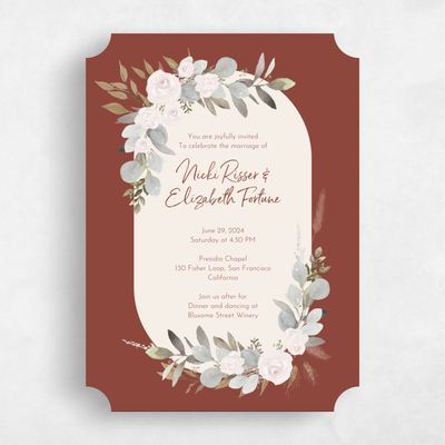 Orange Ticket Wedding Invitation - Adeleida Classic