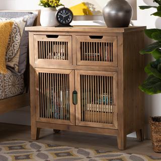 Clement 2-Door 2-Drawer Spindle Storage Cabinet