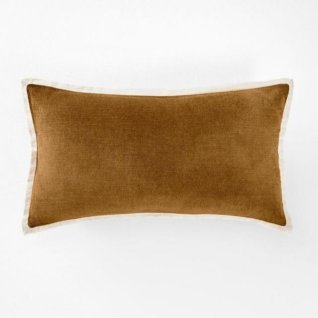 Classic Cotton Velvet Pillow Cover, Cumin, 12"x21"