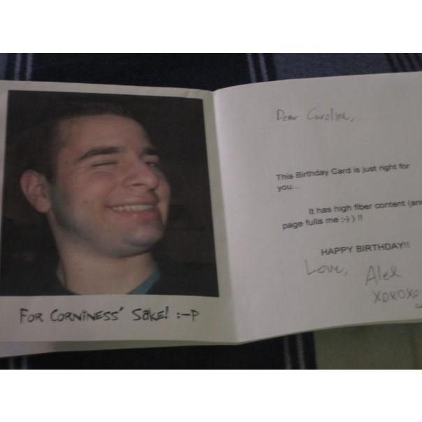 Birthday card Alex gave Caroline in 2006