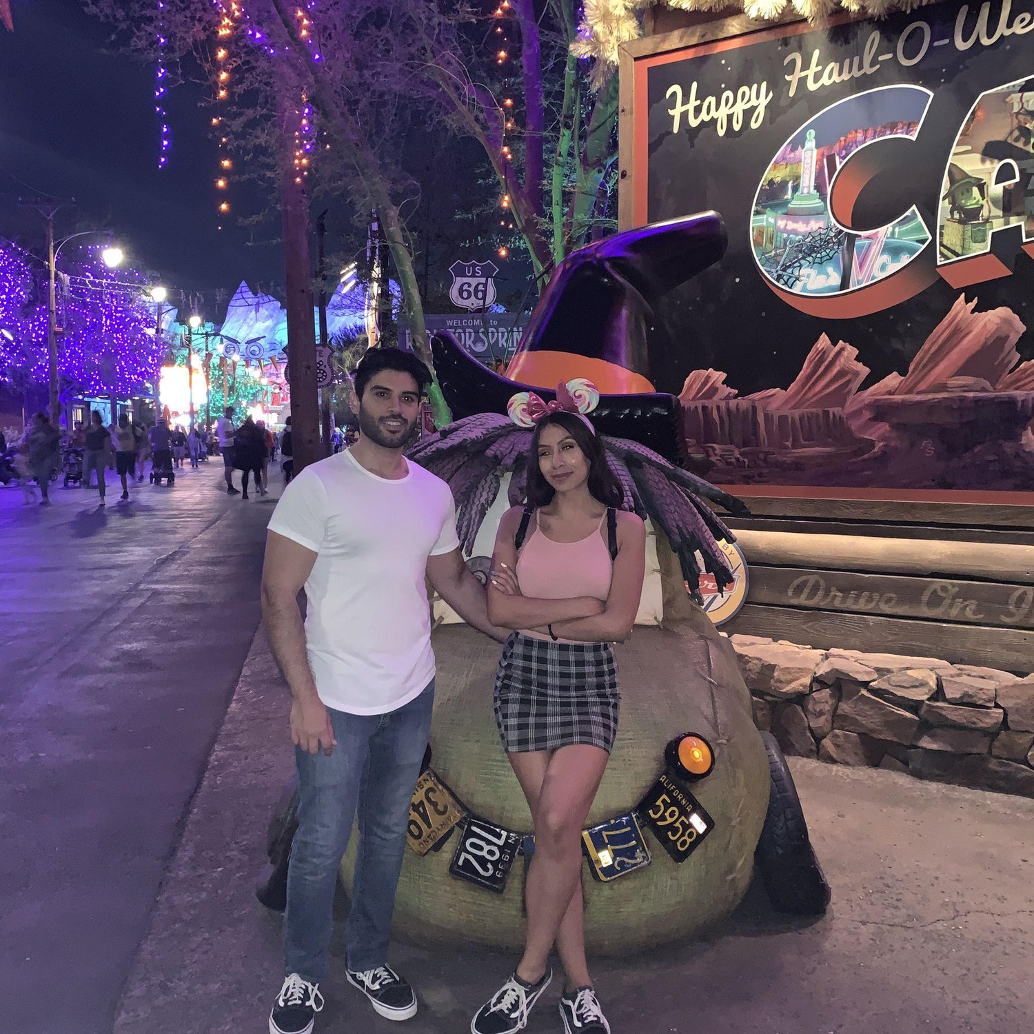 Our iconic pose at oogie boogie bash.