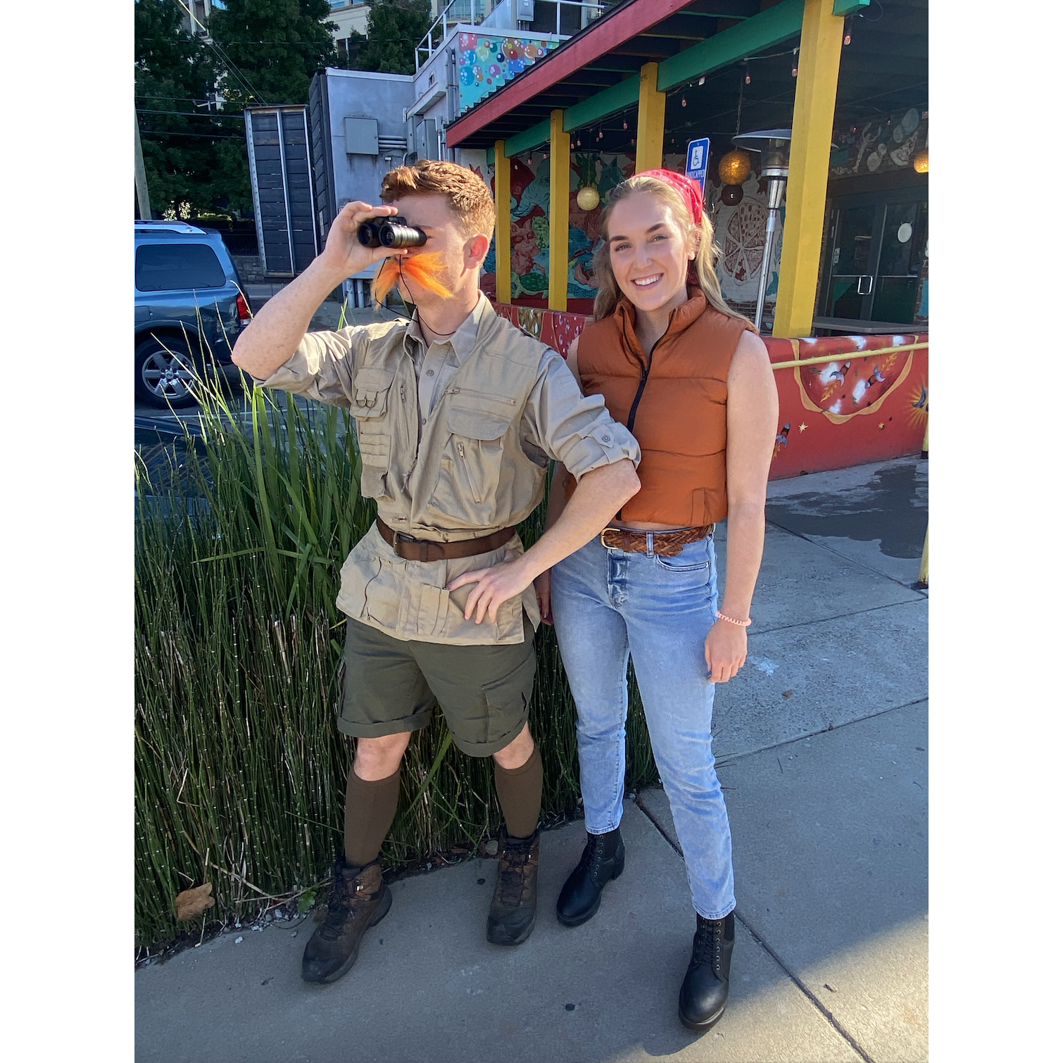 Our first Halloween we went as Marianne and Nigel Thornberry.