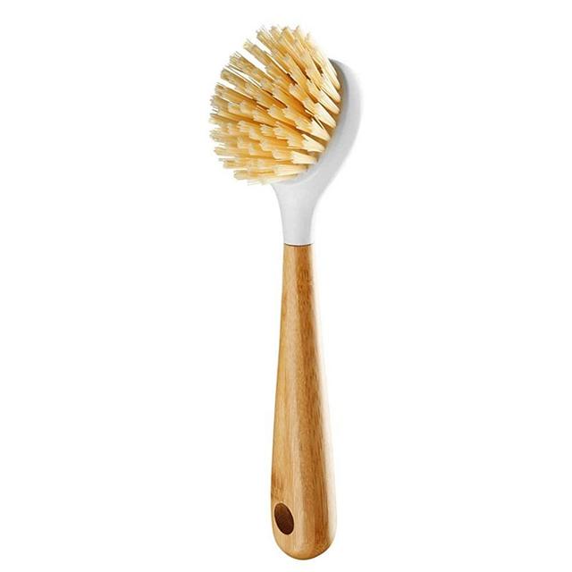 Huibot Bamboo Cast Iron Brush Stiff Bristles Natural Scrubber for Dish Skillet Grill Wok
