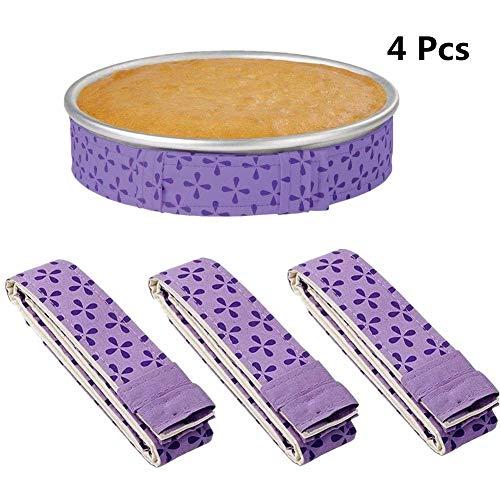 4-Piece Bake Even Strip,Cake Pan Strips,Cake Pan Dampen Strips,Cake Pan Strips, Super Absorbent Thick Cotton,Keeps Cakes More Level and Prevents Crowning with Cleaner Edges for a Professional Look