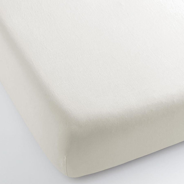 Belgian Flax Linen Fitted Sheet, Classic Ivory, King/Cal. King