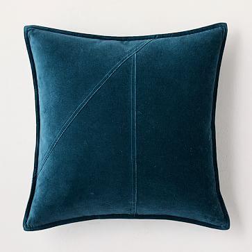 Washed Cotton Velvet Pillow Covers - 24'' - Blue Teal
