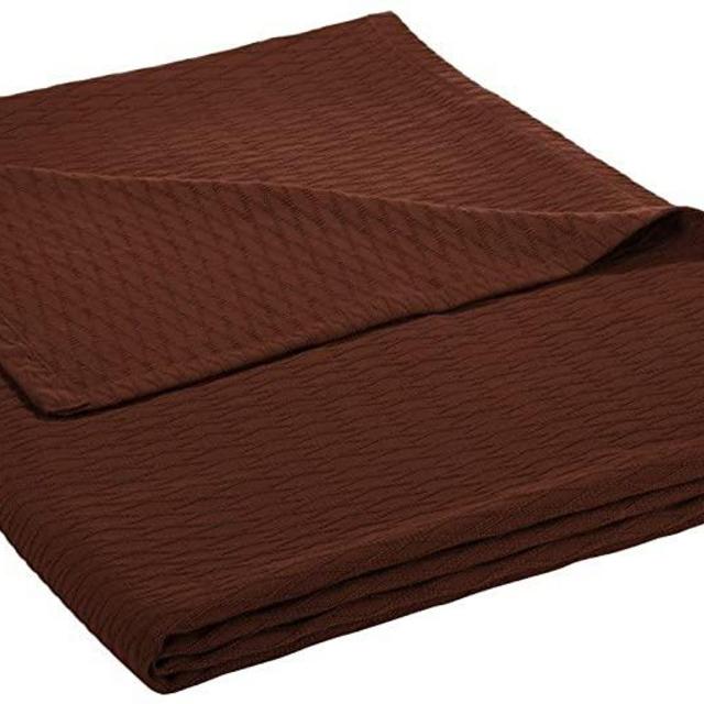 Superior 100% Cotton Thermal Blanket, Soft and Breathable Cotton for All Seasons, Bed Blanket and Oversized Throw Blanket with Luxurious Diamond Weave - King Size, Chocolate