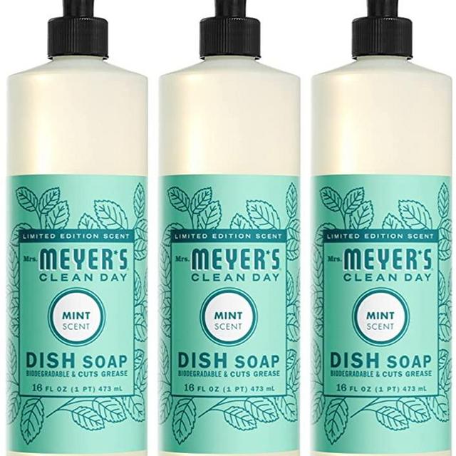 Mrs. Meyer's Liquid Dish Soap, Biodegradable Formula, Limited Edition Mint, 16 fl. oz - Pack of 3