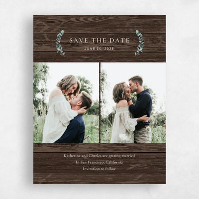 Dark Wood, Brown Wedding Save the Date - Galata Photo