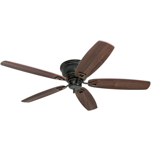 Honeywell Ceiling Fans Glen Alden, 52 inch Classic Flush Mount Indoor Ceiling Fan with No Light, Pull Chain, Quick-2-Hang Dual Finish Blades, Reversible Motor - 50516-01 (Oil Rubbed Bronze)