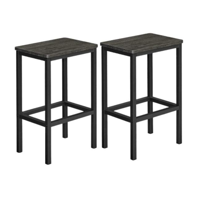 VASAGLE Bar Stools, Set of 2 Bar Chairs, Kitchen Breakfast Bar Stools with Footrest, Industrial in Living Room, Party Room, Charcoal Gray and Black ULBC065B04