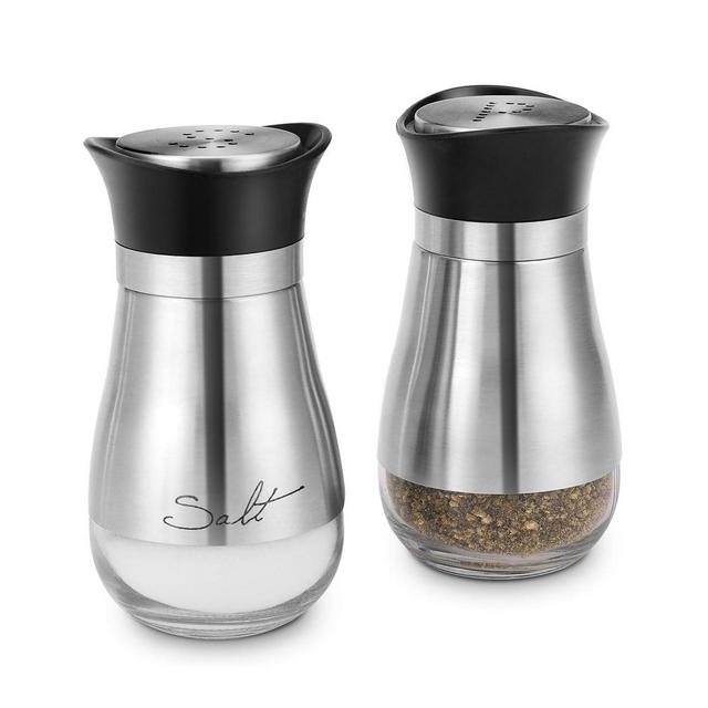 Circleware Cafe Contempo Silver and Glass 2 Pc Salt and Pepper