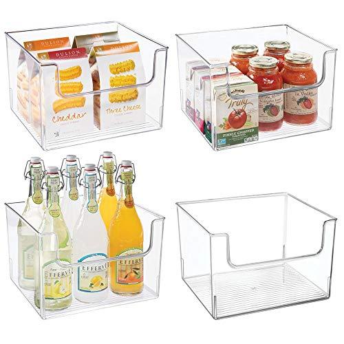 FOOYOO Plastic Refrigerator Organizer Bins - 4 Piece Fridge Organizers and  Storage Clear Bin with Handle for Kitchen Pantry, Premium