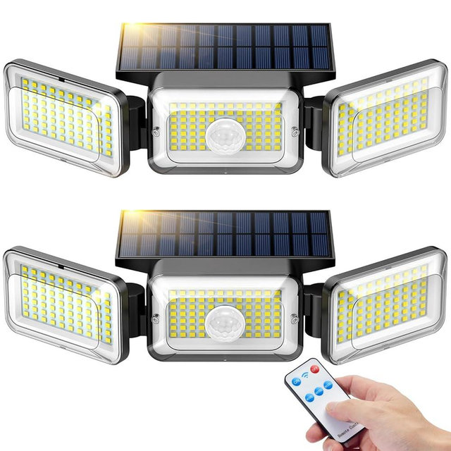 Mokot Solar Lights Outdoor, 218LED 2500LM Solar Motion Sensor Outdoor Lights, IP65 Waterproof Solar Powered Flood Security Lights for Garden Patio Yard House Outside- 2Pack