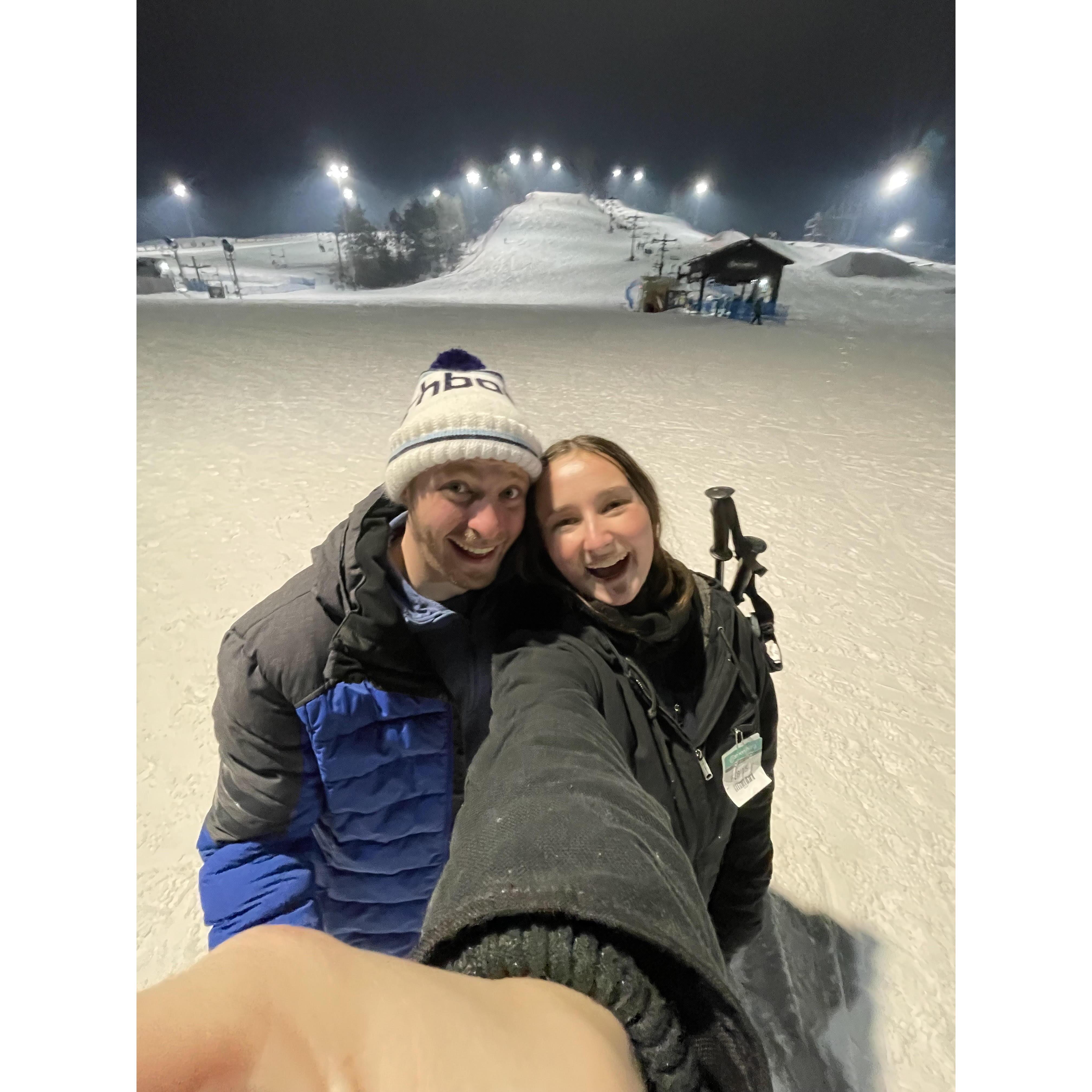 Hailey's first time skiing (she had a great teacher).