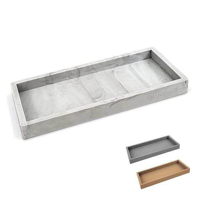 Spacewiser Countertop and Vanity Tray – Small 7.4" Silicone Soap Dispenser Tray, Shatterproof Flexible Bathroom Tray, Kitchen Sink Tray for Soap Bottles, Key Trinket Ring Tray, Original Silicone Tray