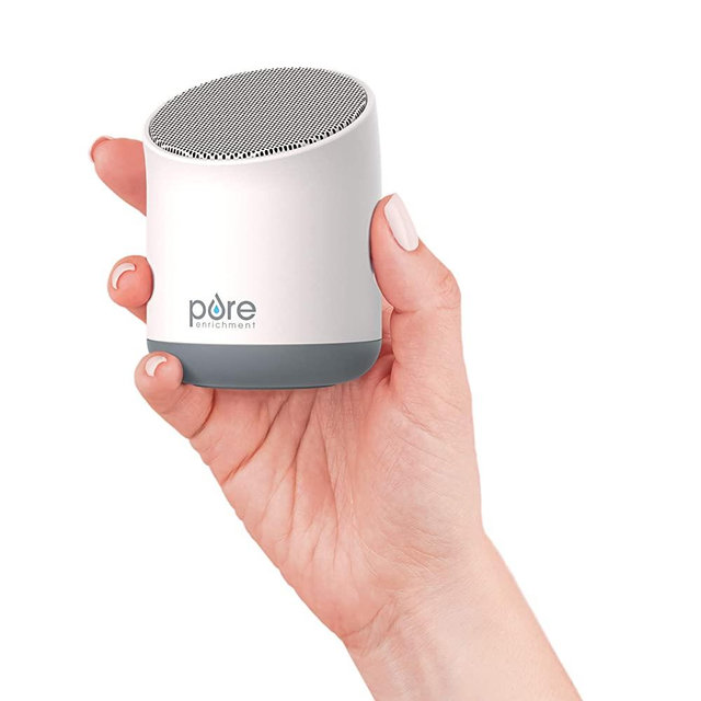 Pure Enrichment® Wave™ Mini Wireless Travel Sound Machine - New & Improved Seamless Loop, Rechargeable Lithium Battery, 48 Hr Run Time, 6 Soothing All-Natural Sounds, Optional Timer, and Storage Bag