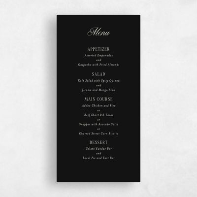 Black Wedding Menu - Roscana