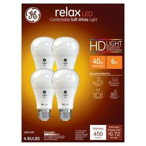 GE - Relax soft white hd 40watt equivalent a19 LED 4pk