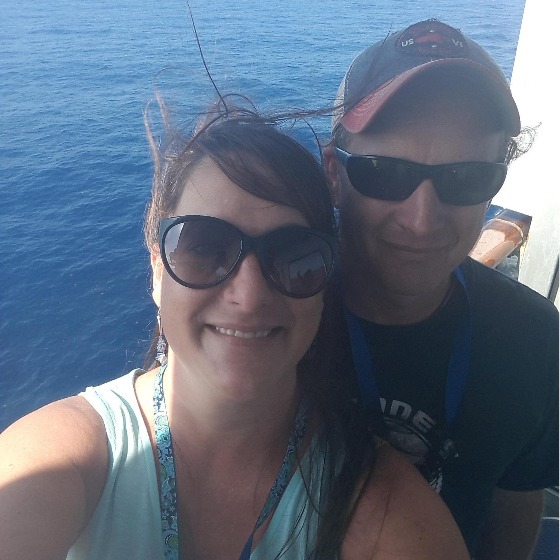 Checking out our balcony on the cruise ship