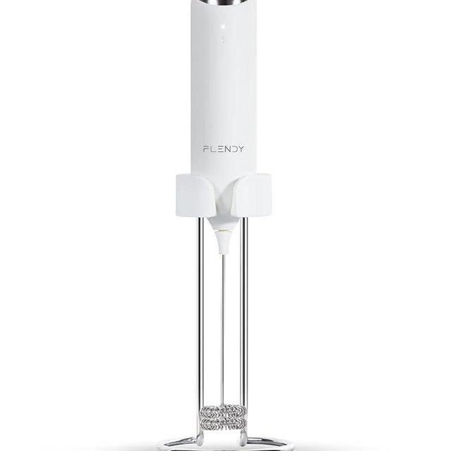 Flendy Rechargeable Milk Frother Handheld, Coffee Frother Handheld with USB-C Charging Stand, Electric Drink Mixer Handheld, Mini Electric Whisk Frother for Coffee, Matcha, etc