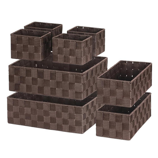 Posprica Woven Baskets, Storage Baskets for Organizing (Set of 8), Cube Baskets Bin Container Matching Storage Boxes Organizers for Pantry, Office, Shelves, Media-room