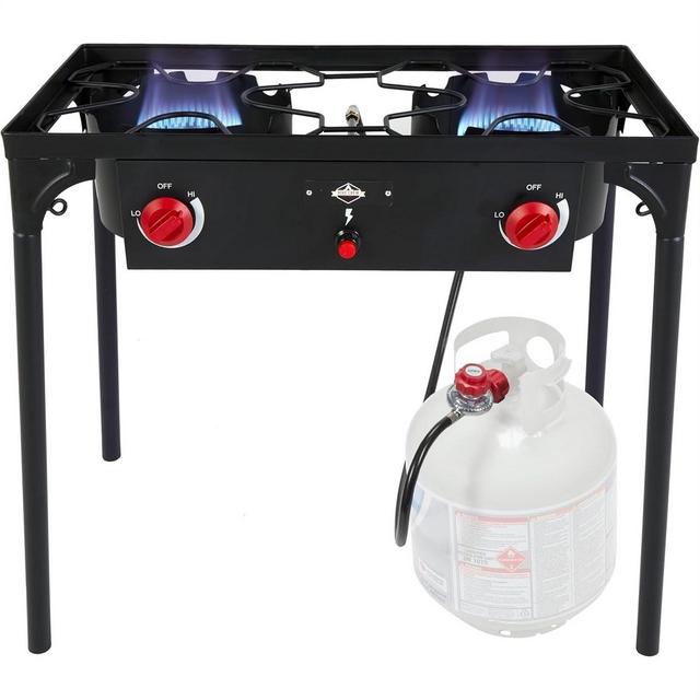 Hike Crew Double-Burner 150,000 BTU Gas Camping Stove, Portable Stove w/Auto Ignition & More!