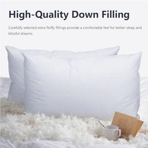 Set of 2 Standard Size Down Pillows - Goose Feather & Down Blend Pillows 440 Fill Power, 100% Cotton Cover, Hypoallergenic, Medium Support