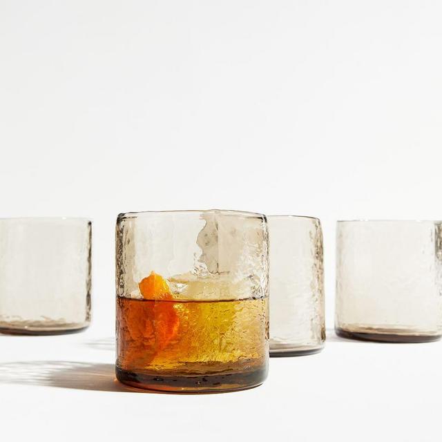 Hammered Short Drinking Glasses, 8.8 oz., Set of 4 - Light Smoke