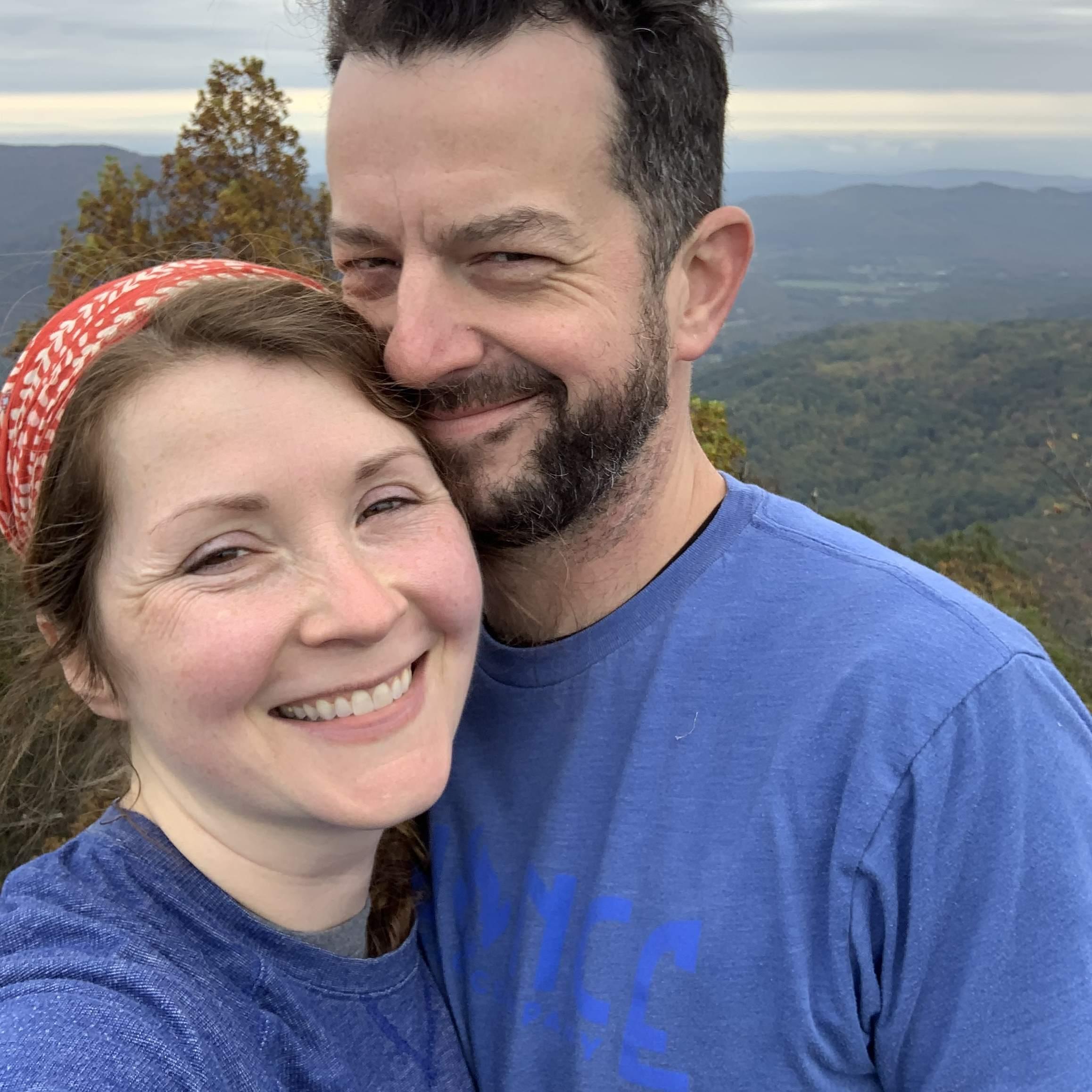 At the top of the fire tower at frozen head, overlooking the smoky mountains