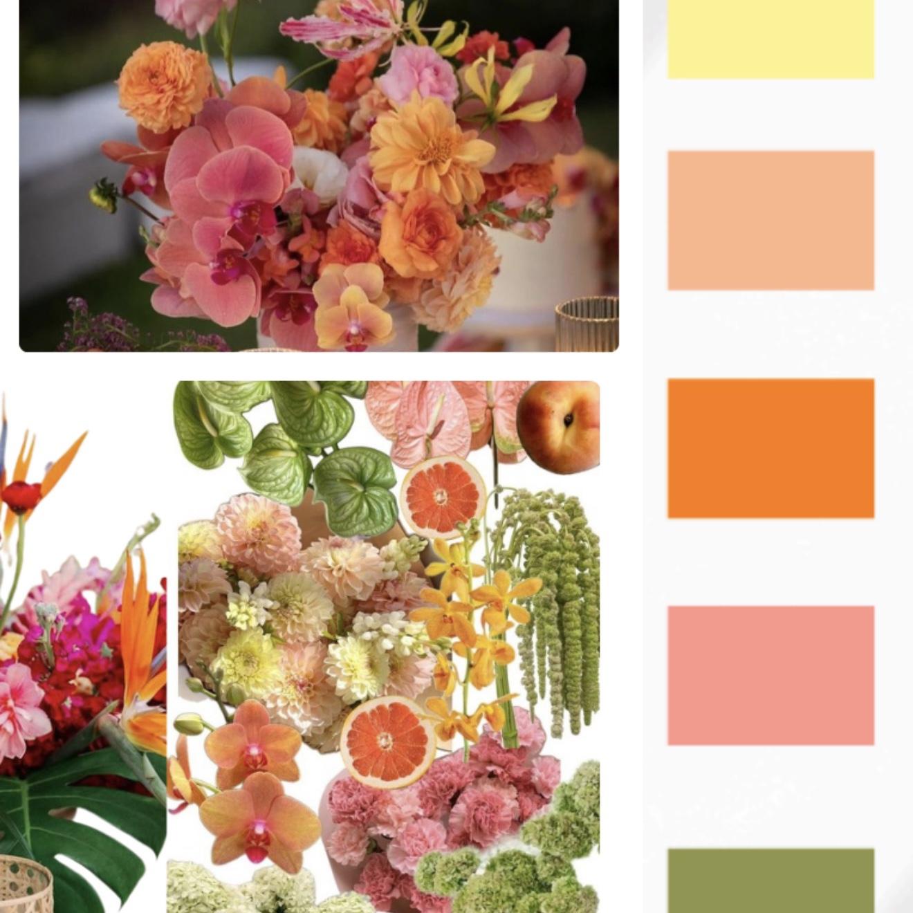 Our wedding colors are anything tropical and summer with a focus on sunset shades and palm trees.