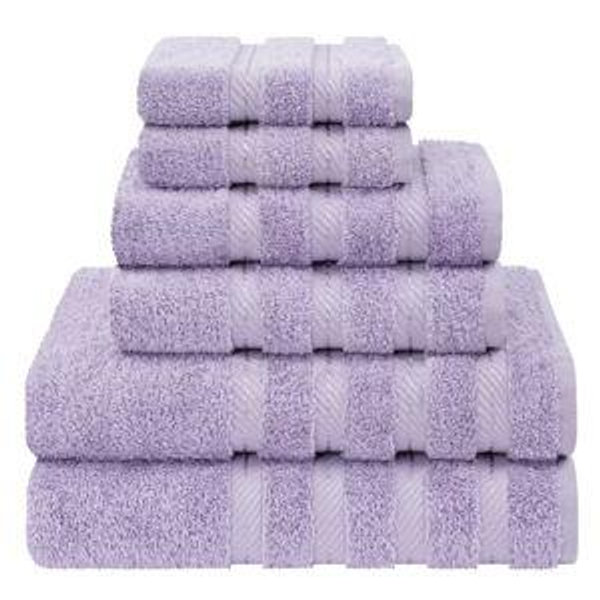 Lilac American Soft Linen Luxury Turkish 6 Piece Towel Set, 100% Cotton Soft Absorbent Bath Towels for Bathroom