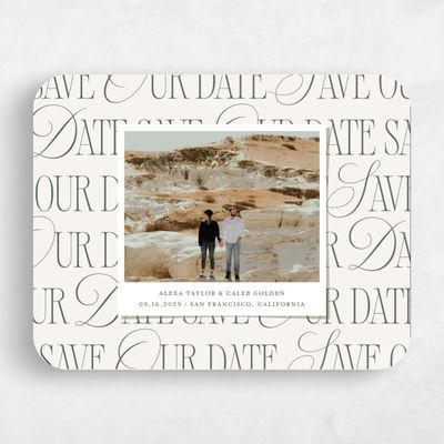 Green Rounded Wedding Save the Date - Orable Landscape