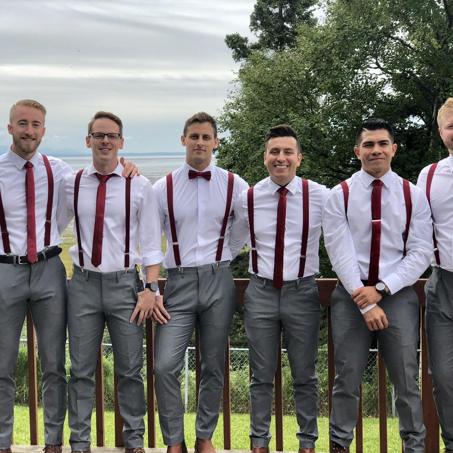 The high school group together for Cam and Margot's wedding