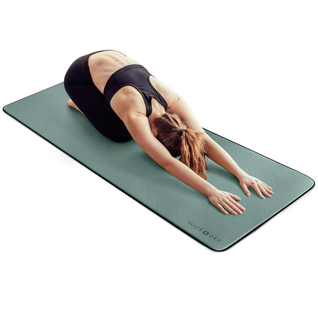 MICRODRY Deluxe Fitness Exercise Yoga Mat for Home & Gym, Extra Thick for High Impact Training, Multi Layered Skid Resistant Surface, Odor Neutralizing with Carrying Strap