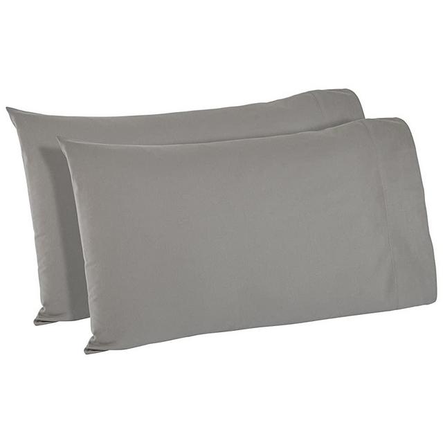 Amazon Brand – Stone & Beam Rustic Solid 100% Cotton Flannel Pillowcase Set, Set of 2, King, Heather