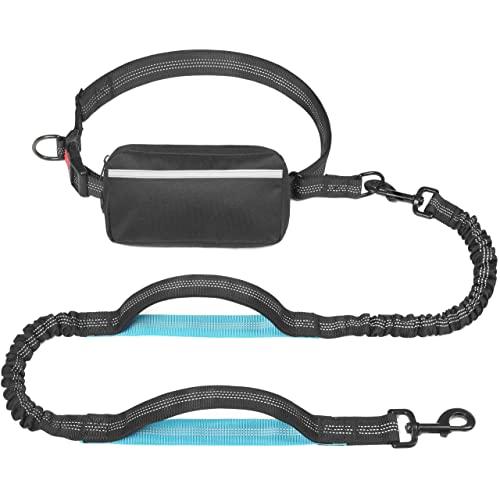 iYoShop Hands Free Dog Leash with Zipper Pouch, Dual Padded Handles and Durable Bungee for Small Medium and Large Dogs (Small: 8-18 LBS, Medium/Large: 18-150 LBS)